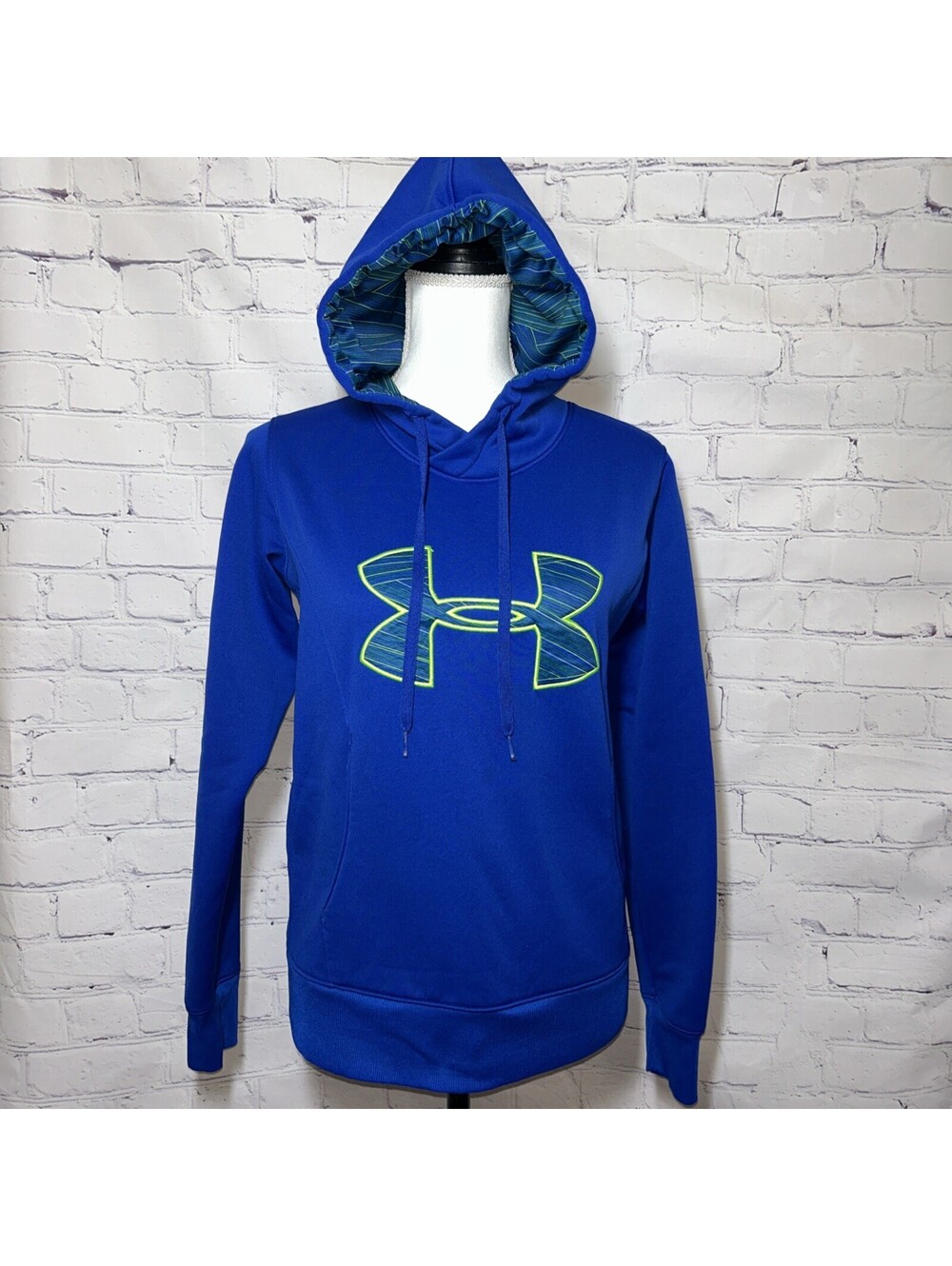 Under Armour Women’s Cold Gear Hoodie Sweatshirt Semi Fitted Sz Small Blue Logo